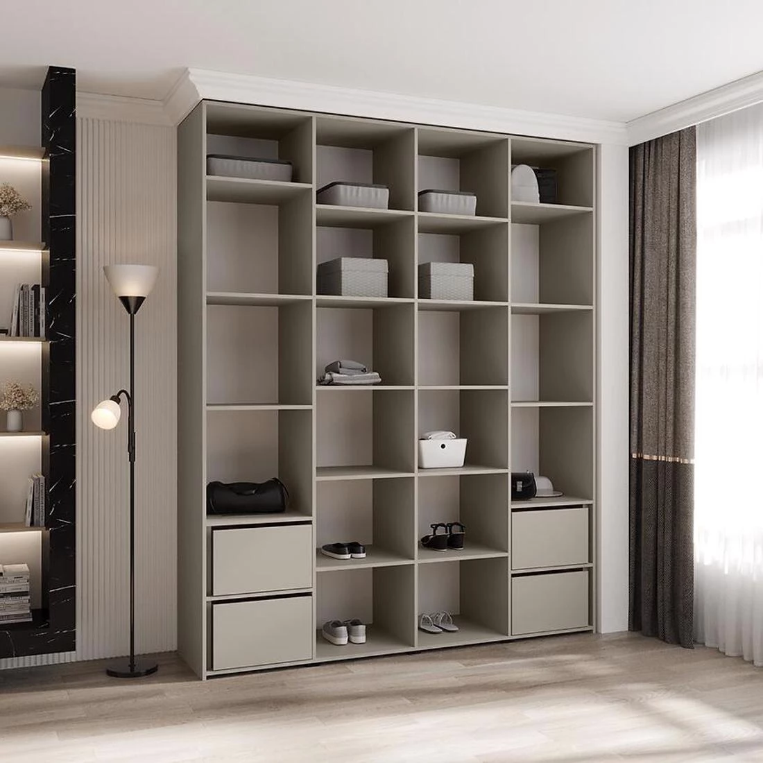 Como 1-200 ormar  40x200x245,5 cm bela/crna