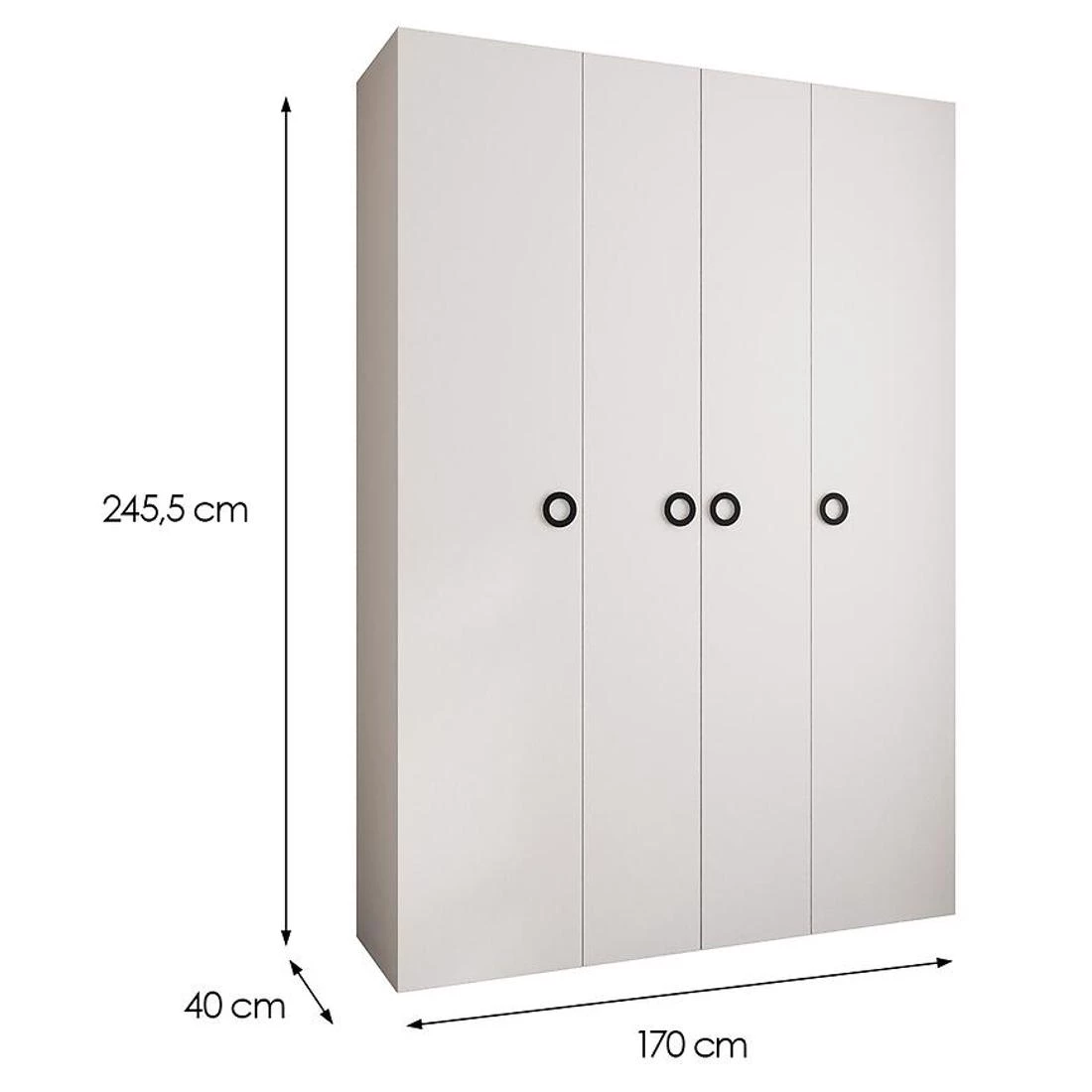 Como 1-170 ormar 40x170x245,5 cm bela/crna