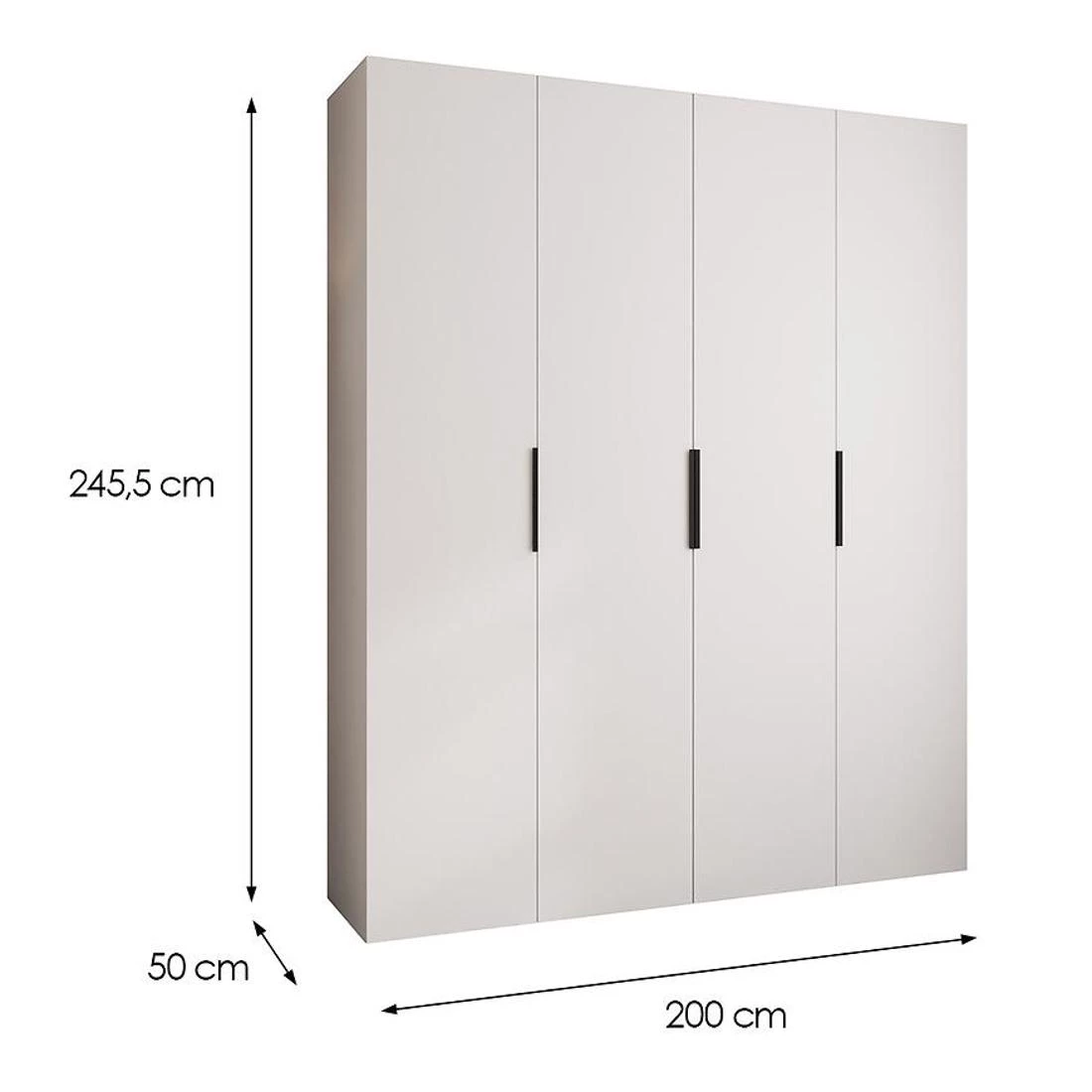 Como 4-200 ormar  50x200x245,5 cm bela/crna
