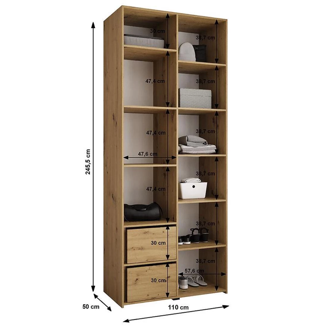Como 4-110 ormar 50x110x245,5 cm bela/zlatna