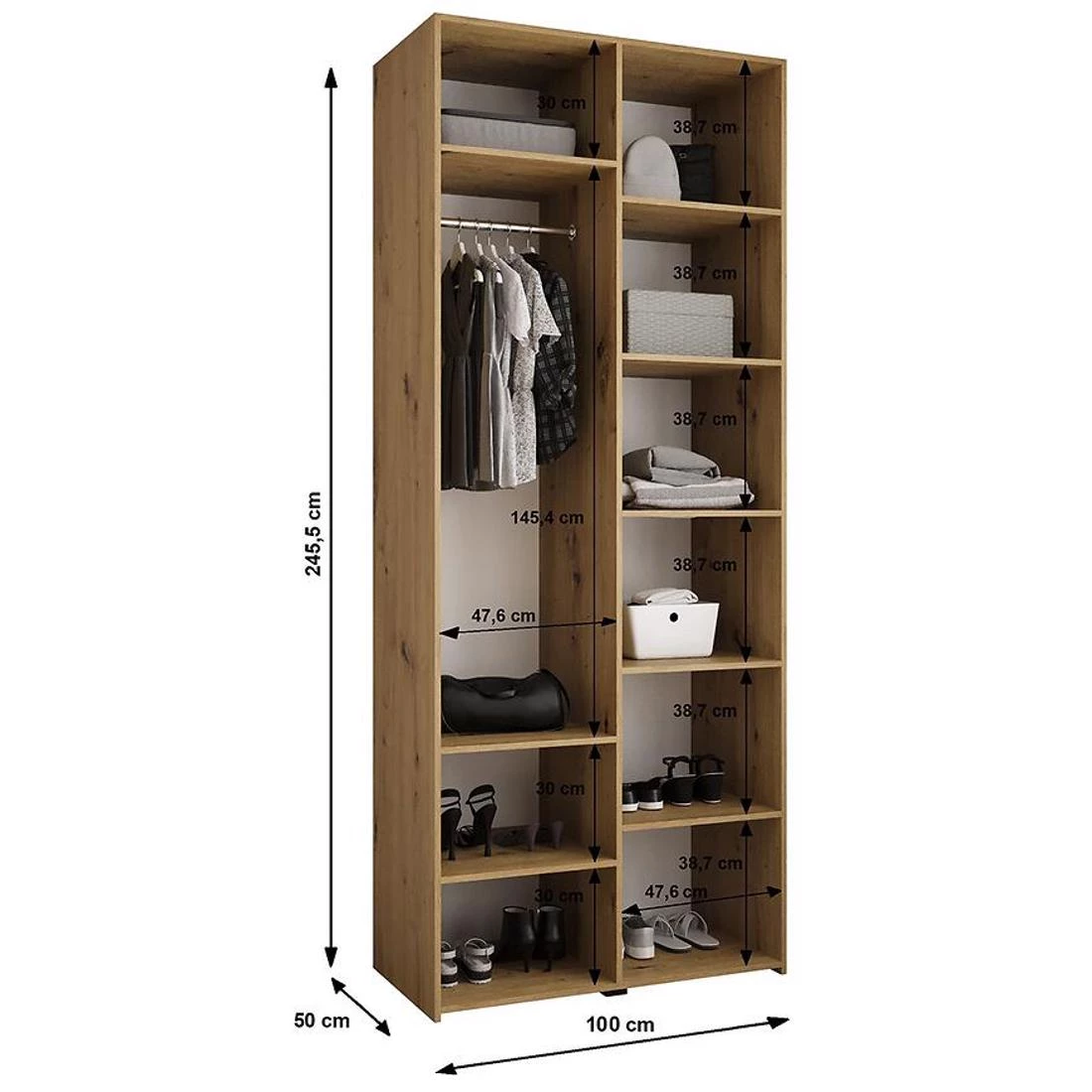 Como 4-100 ormar  50x100x245,5 cm kašmir/crna