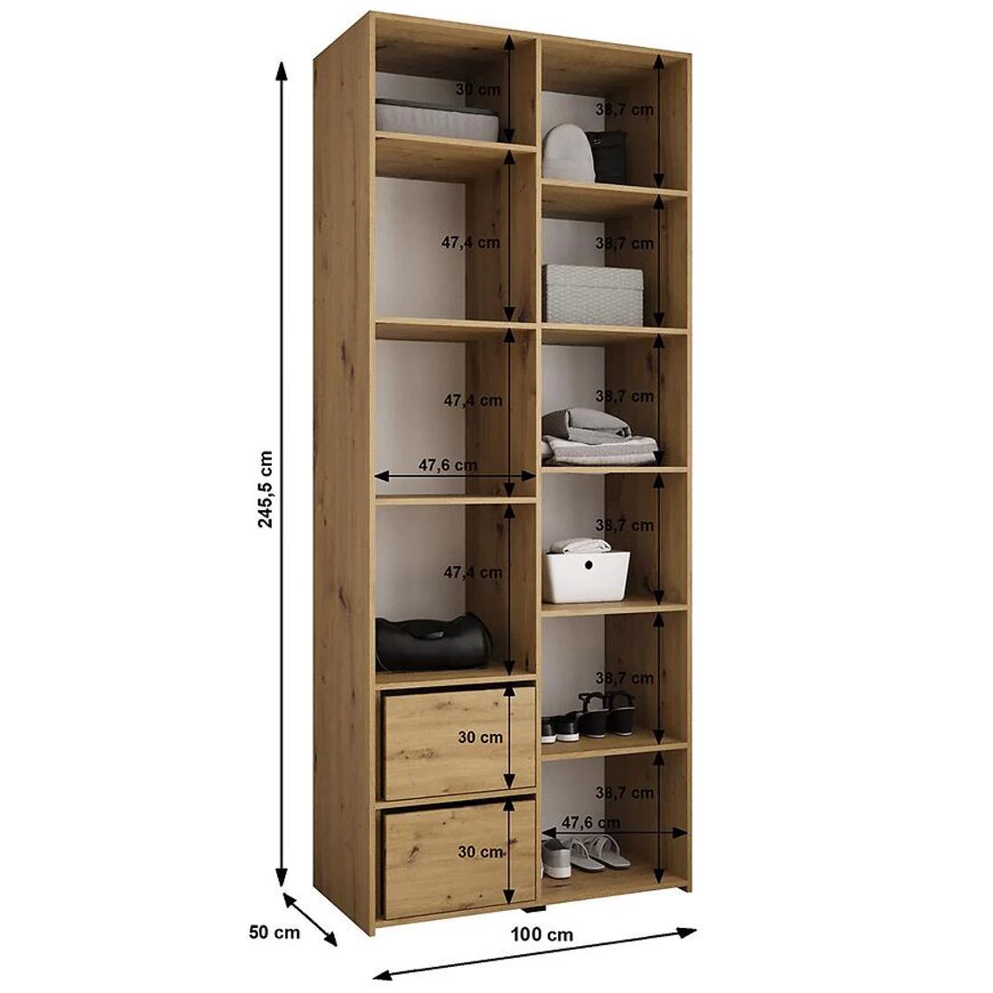 Como 4-100 ormar 50x100x245,5 cm belo/zlatno
