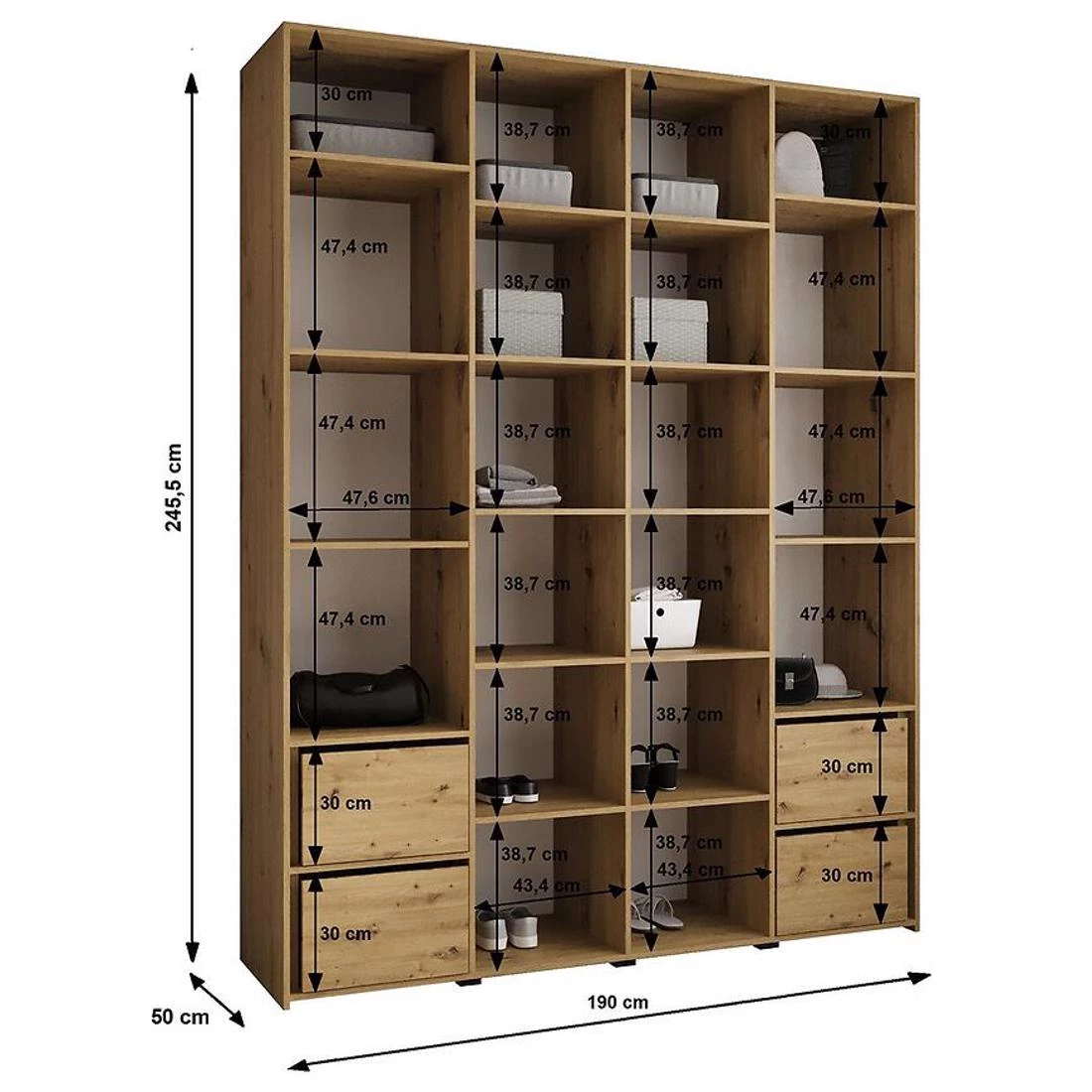 Como 3-190 ormar 50x190x245,5 cm kašmir/crna