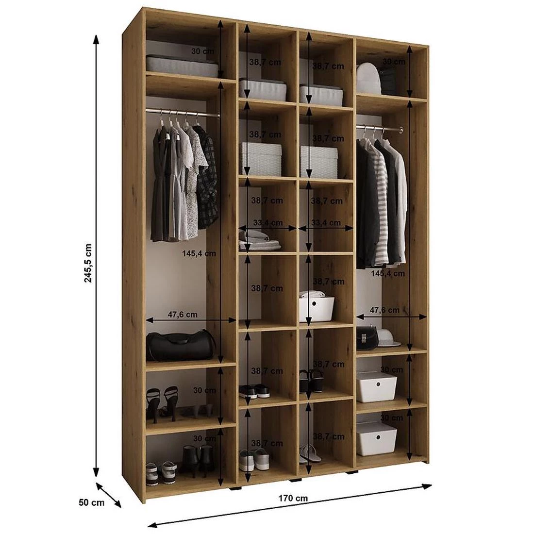 Como 3-170 ormar 50x170x245,5 cm belo/crni