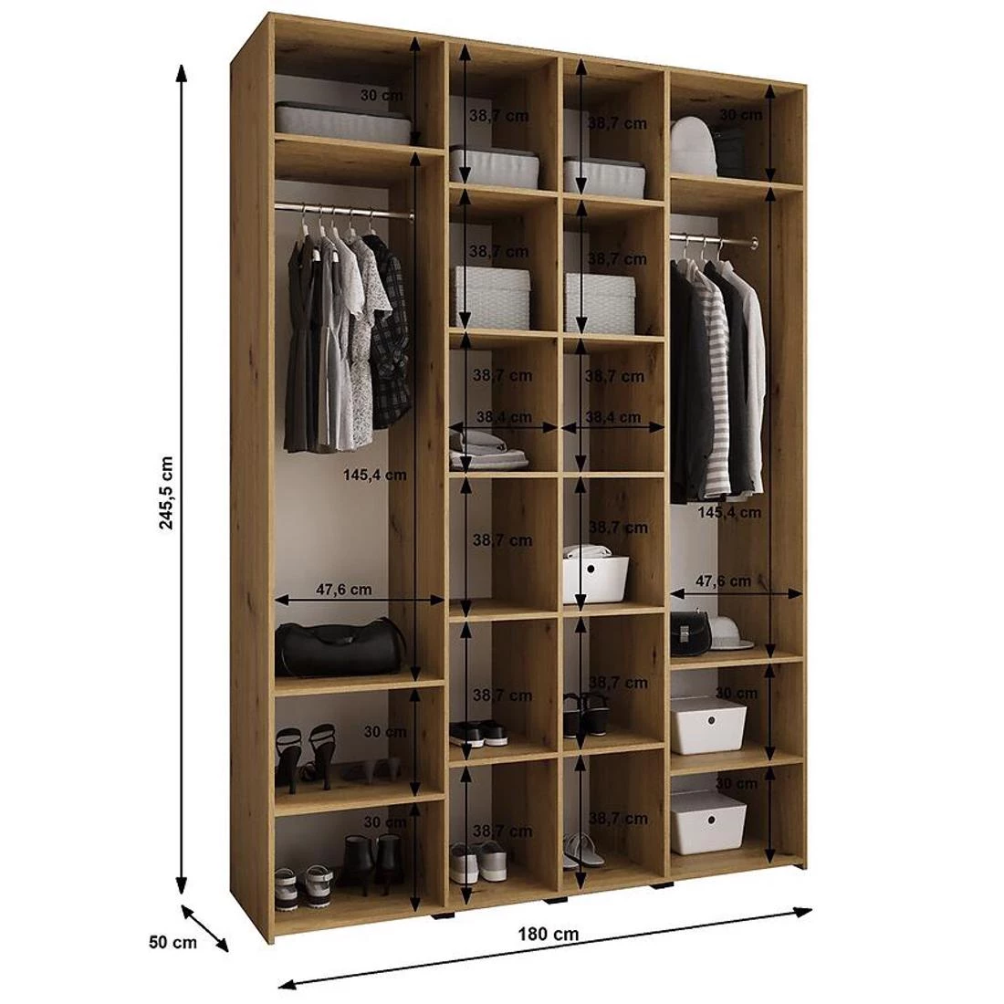 Como 2-180 ormar 50x180x245,5 cm kašmir/crna