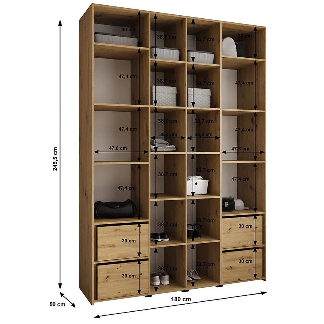 Como 2-180 ormar 50x180x245,5 cm kašmir/crna