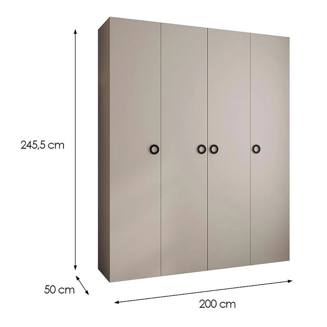Como 1-200 ormar 50x200x245,5 cm kašmir/crna