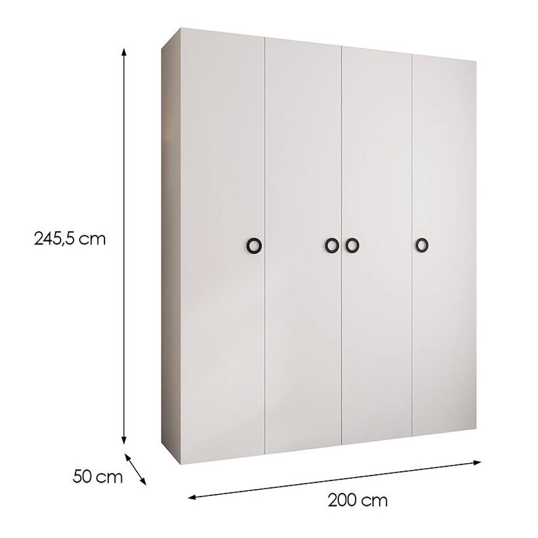Como 1-200 ormar 50x200x245,5 cm bela/crna