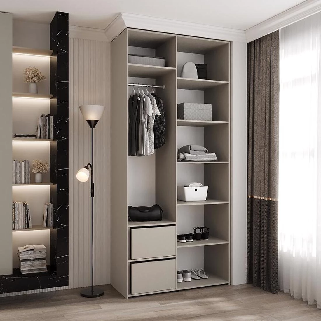 Como 1-110 ormar 50x110x245,5 cm bela/crna