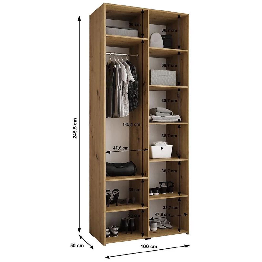 Como 1-100 ormar 50x100x245,5 cm belo/zlatno