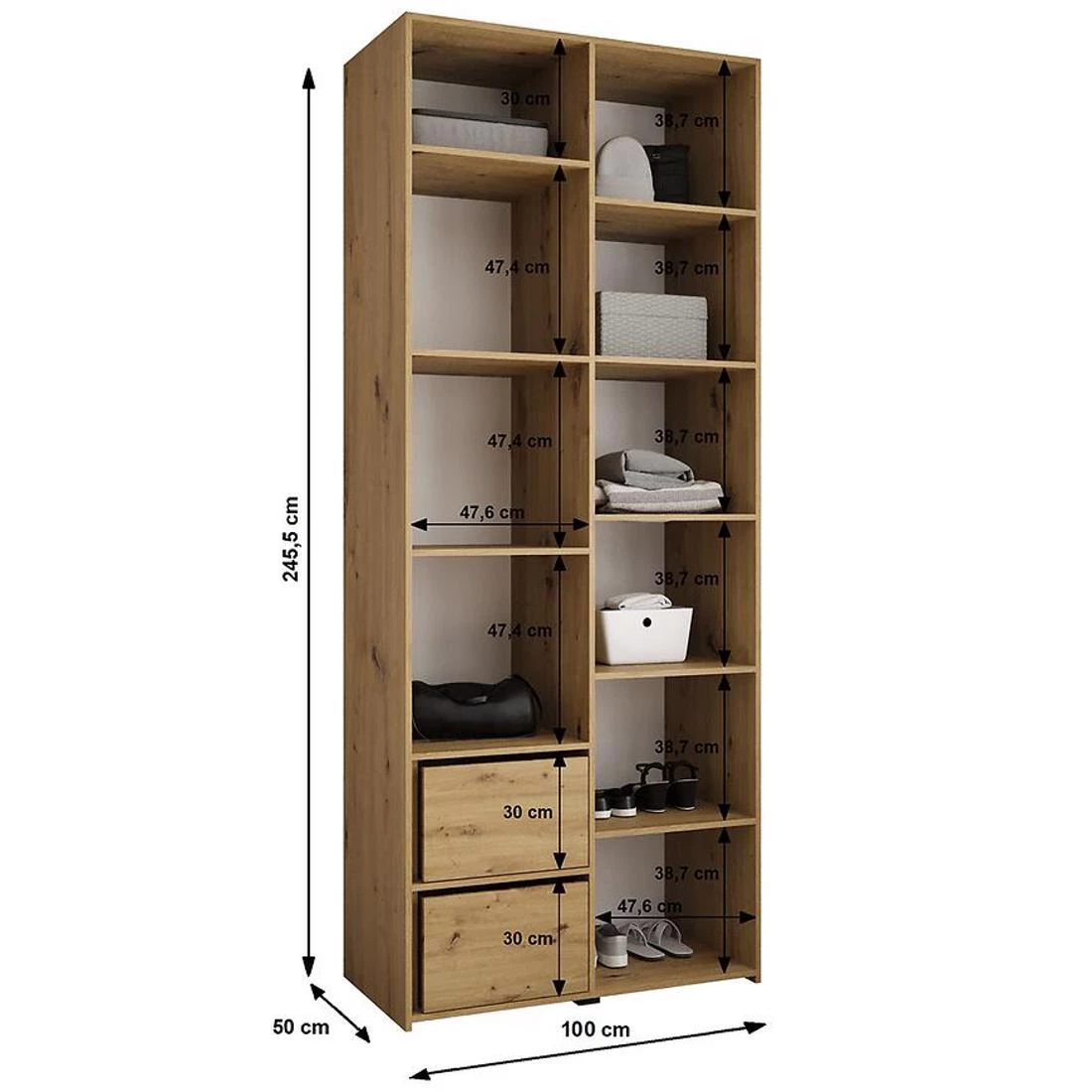Como 1-100 ormar 50x100x245,5 cm belo/zlatno