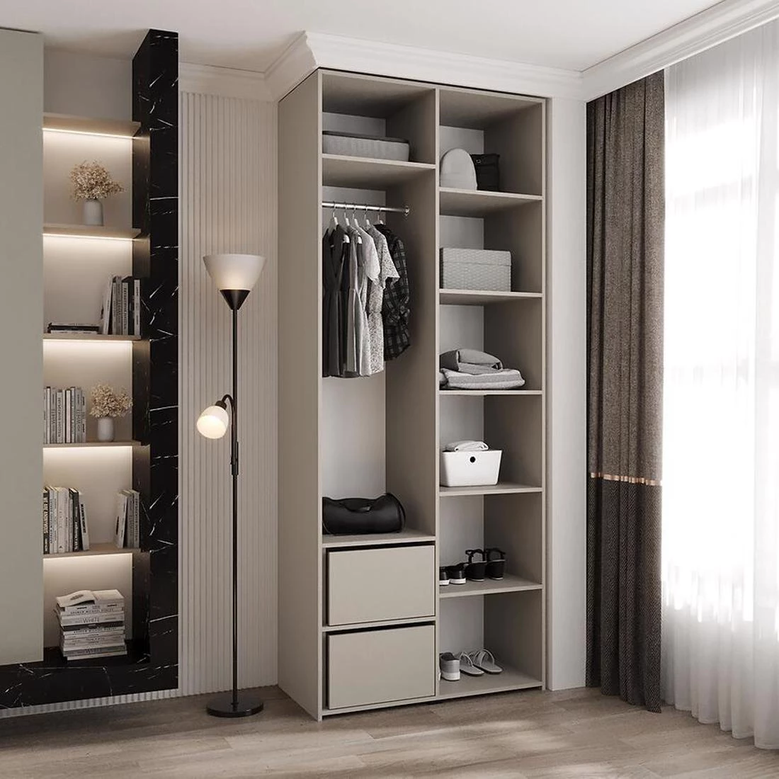 Como 1-100 ormar 50x100x245,5 cm belo/crni