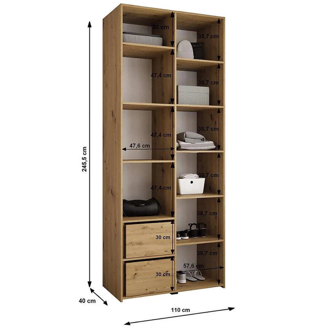 Como 4-110 ormar 40x110x245,5 cm kašmir/crna
