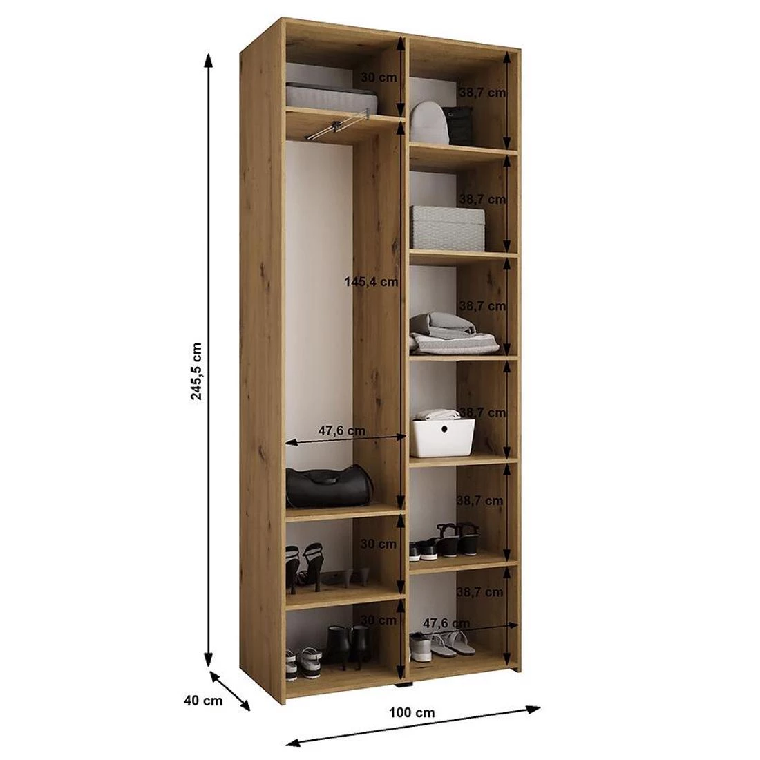 Como 4-100 ormar  40x100x245,5 cm  kašmir/crna