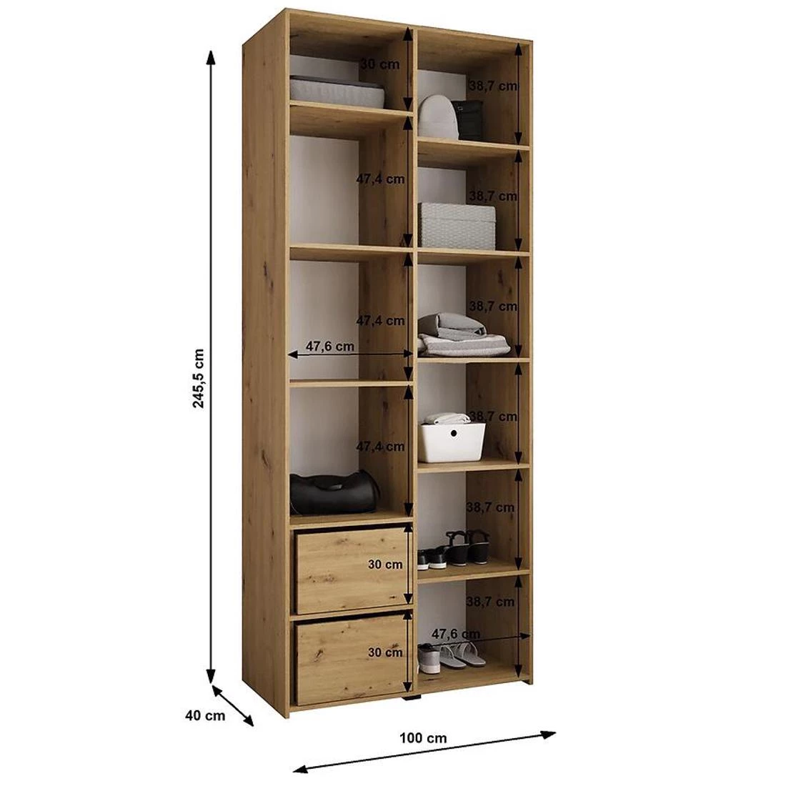 Como 4-100 ormar 40x100x245,5 cm bela/crna