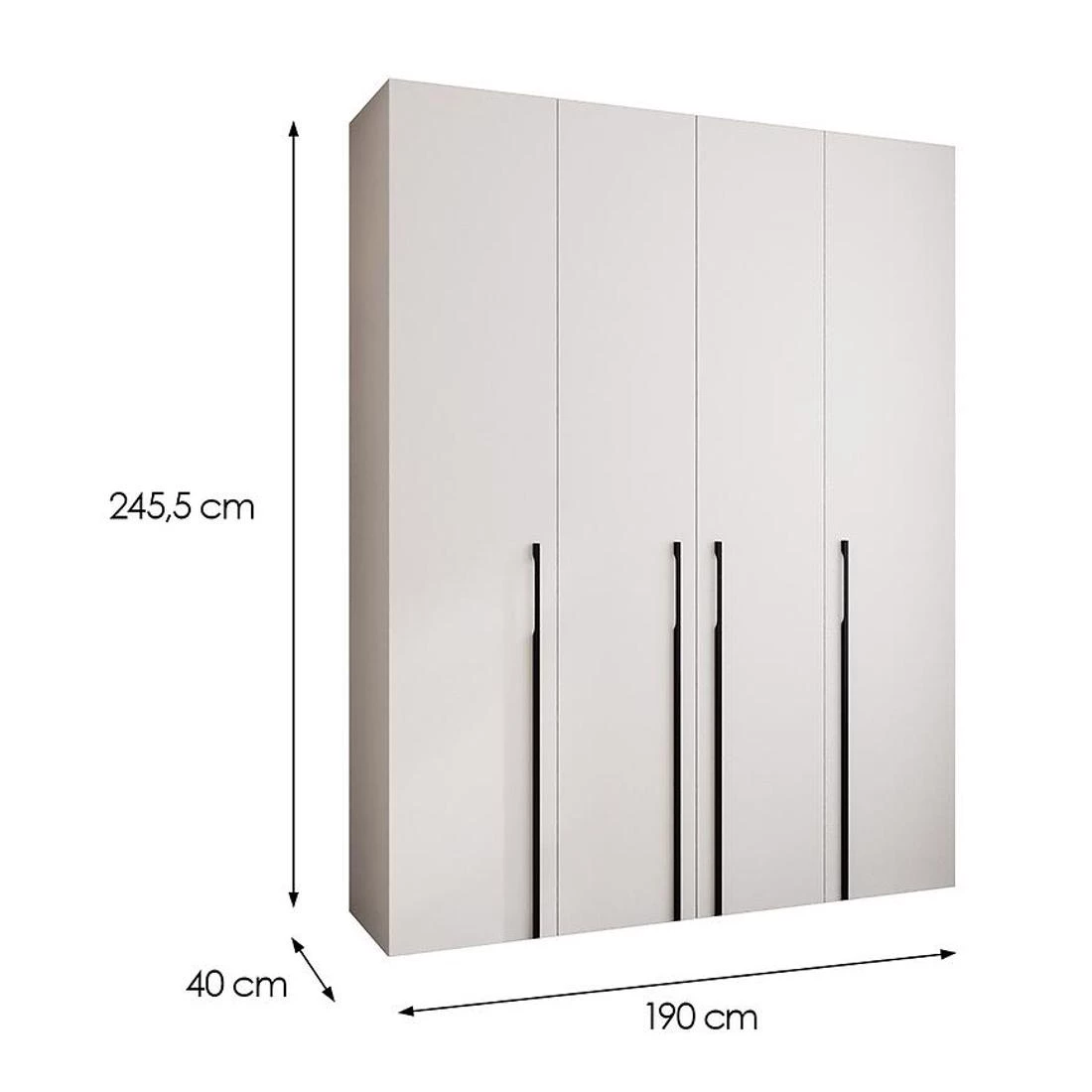 r Como 3-190 ormar  40x190x245,5 cm belo/crni