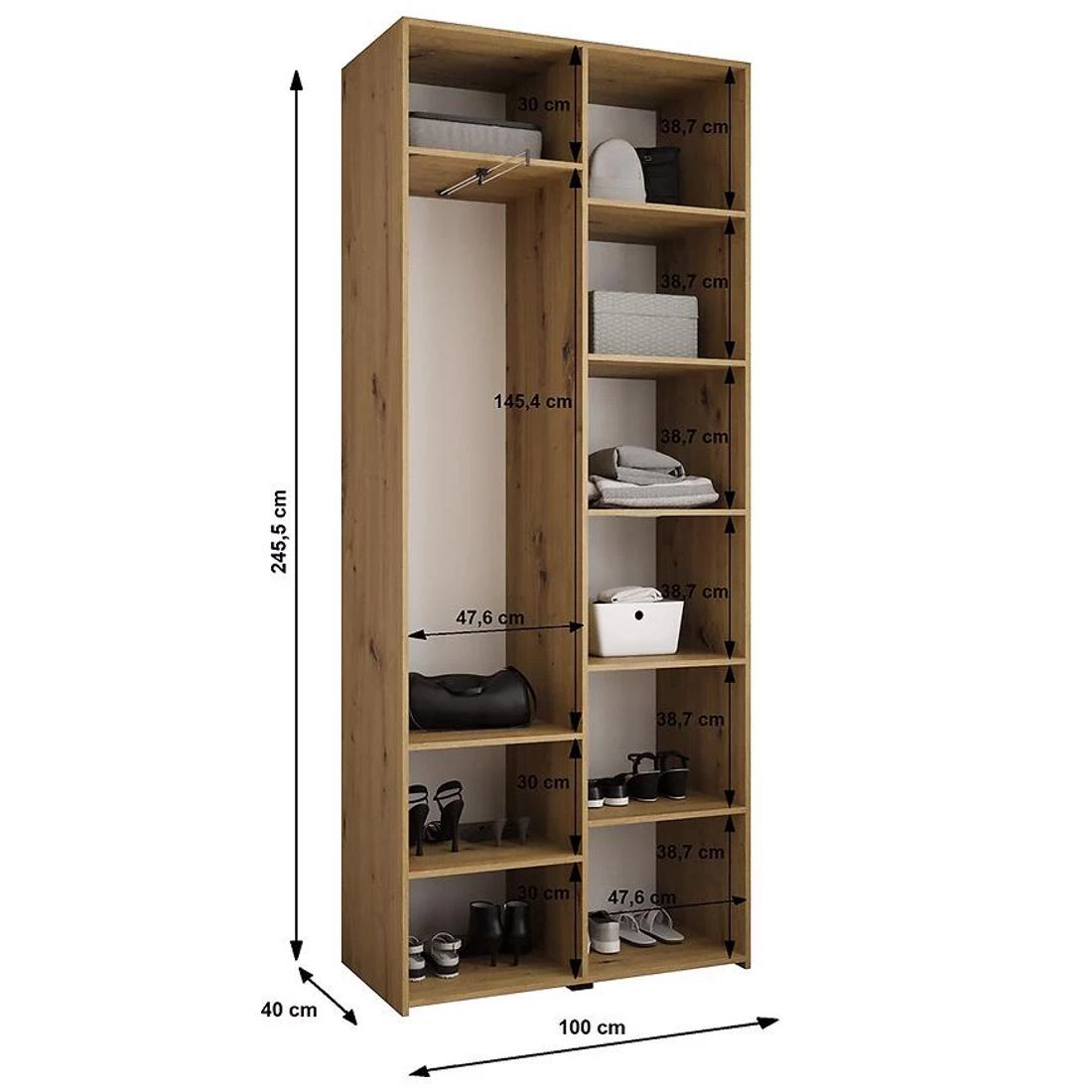Como 3-100 ormar  40x100x245,5 cm kašmir/zlatna