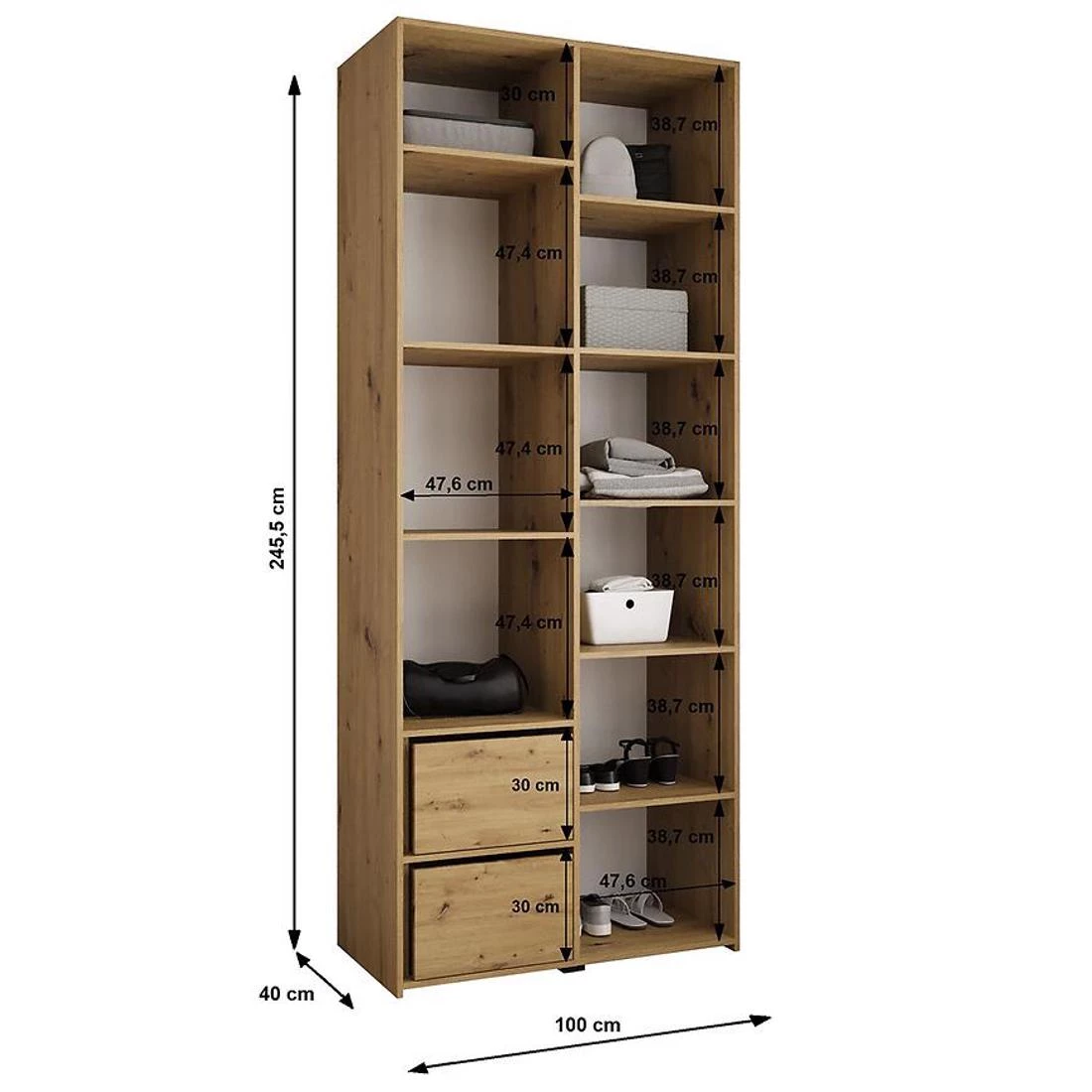 Como 3-100 ormar 40x100x245,5 cm bela/crna