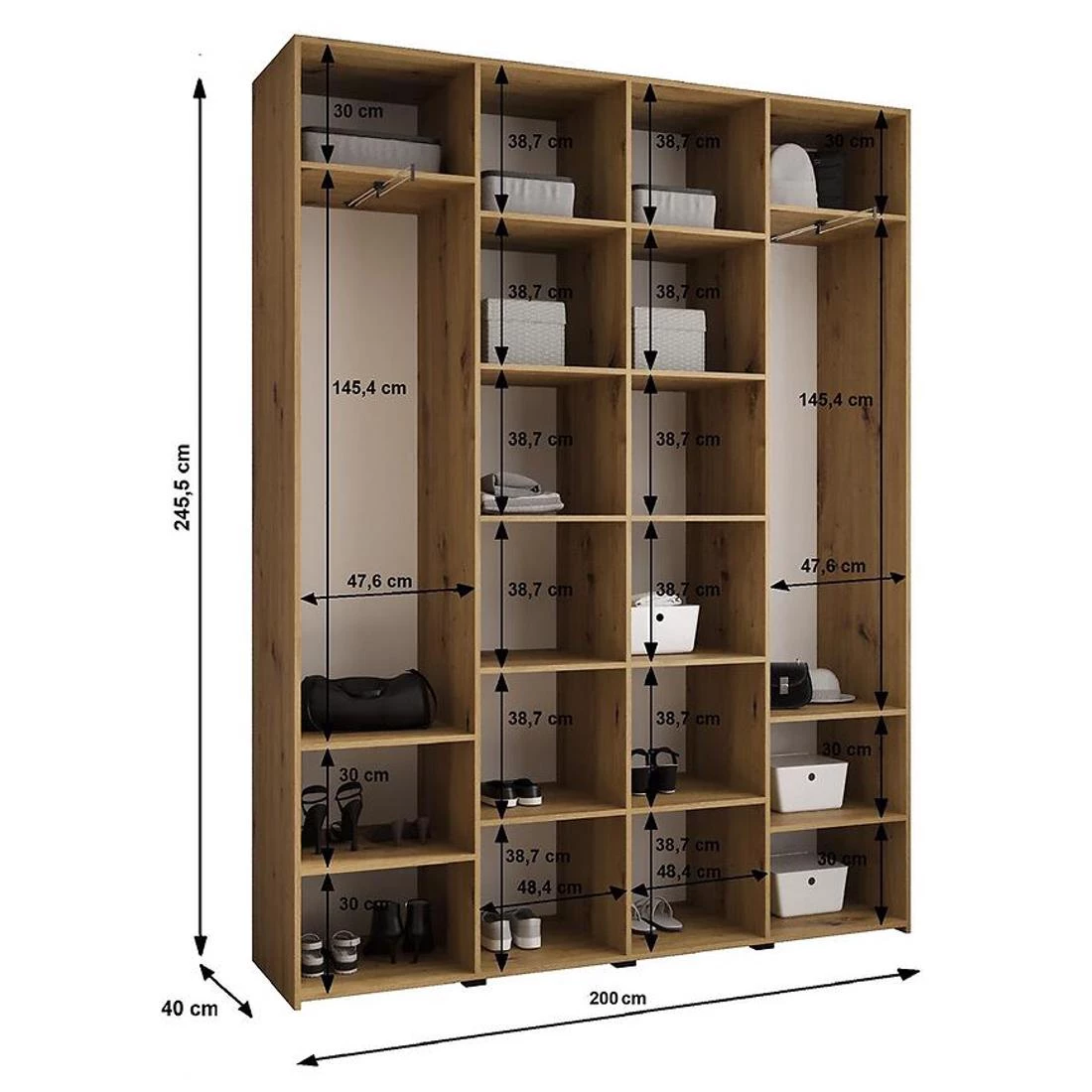 Como 2-200 ormar 40x200x245,5 cm belo/zlatno