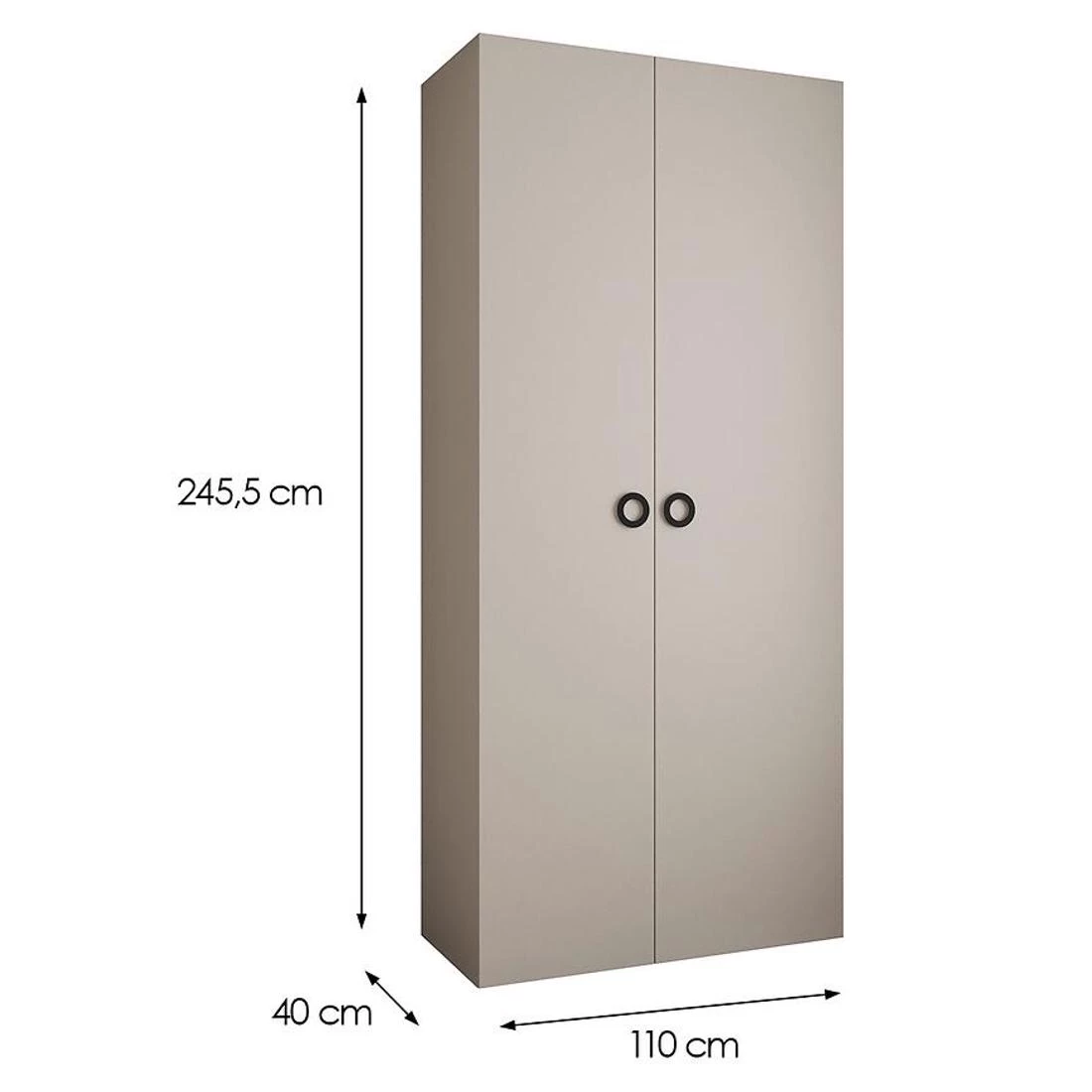 Como 1-110 ormar 40x110x245,5 cm kašmir/crna