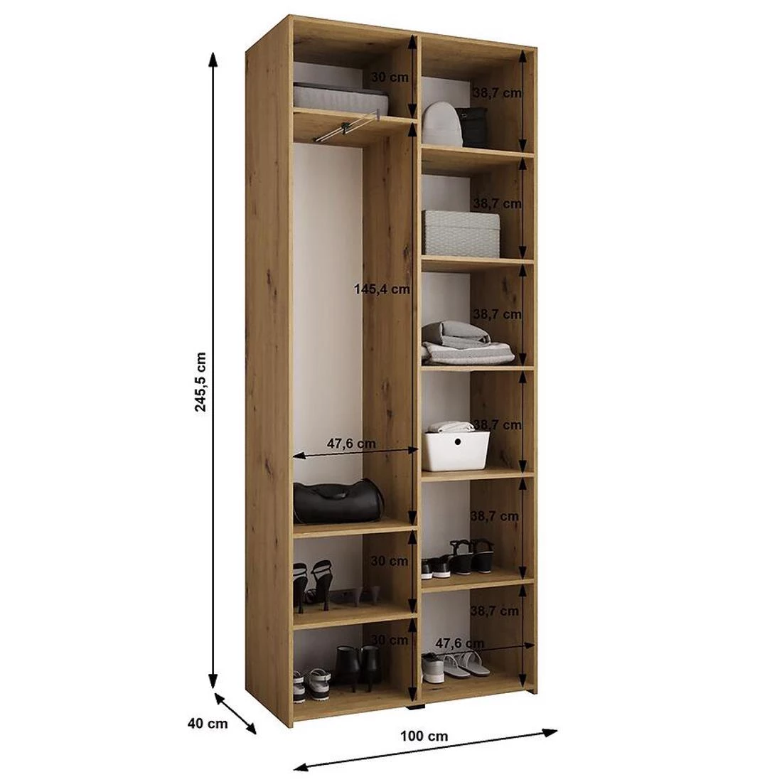 Como 1-100 ormar 40x100x245,5 cm kašmir /crna