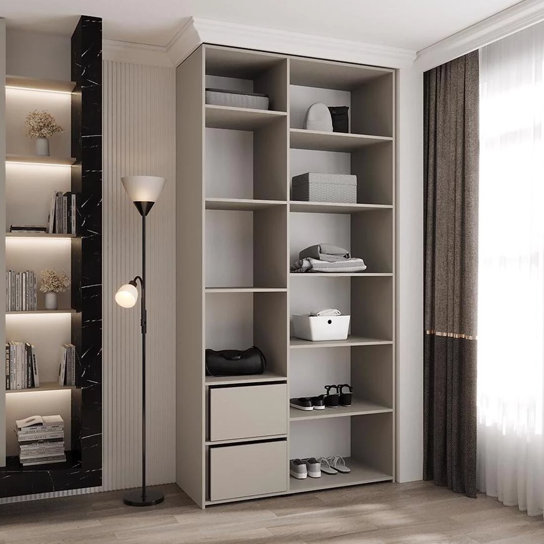 Como 4-120 ormar  50x120x245,5 cm belo/crni