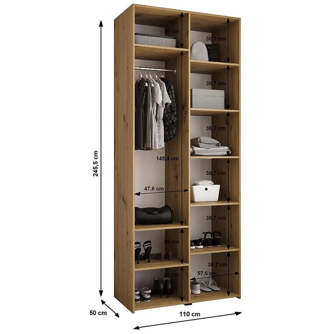Como 4-110 ormar 50x110x245,5 cm kašmir/crna