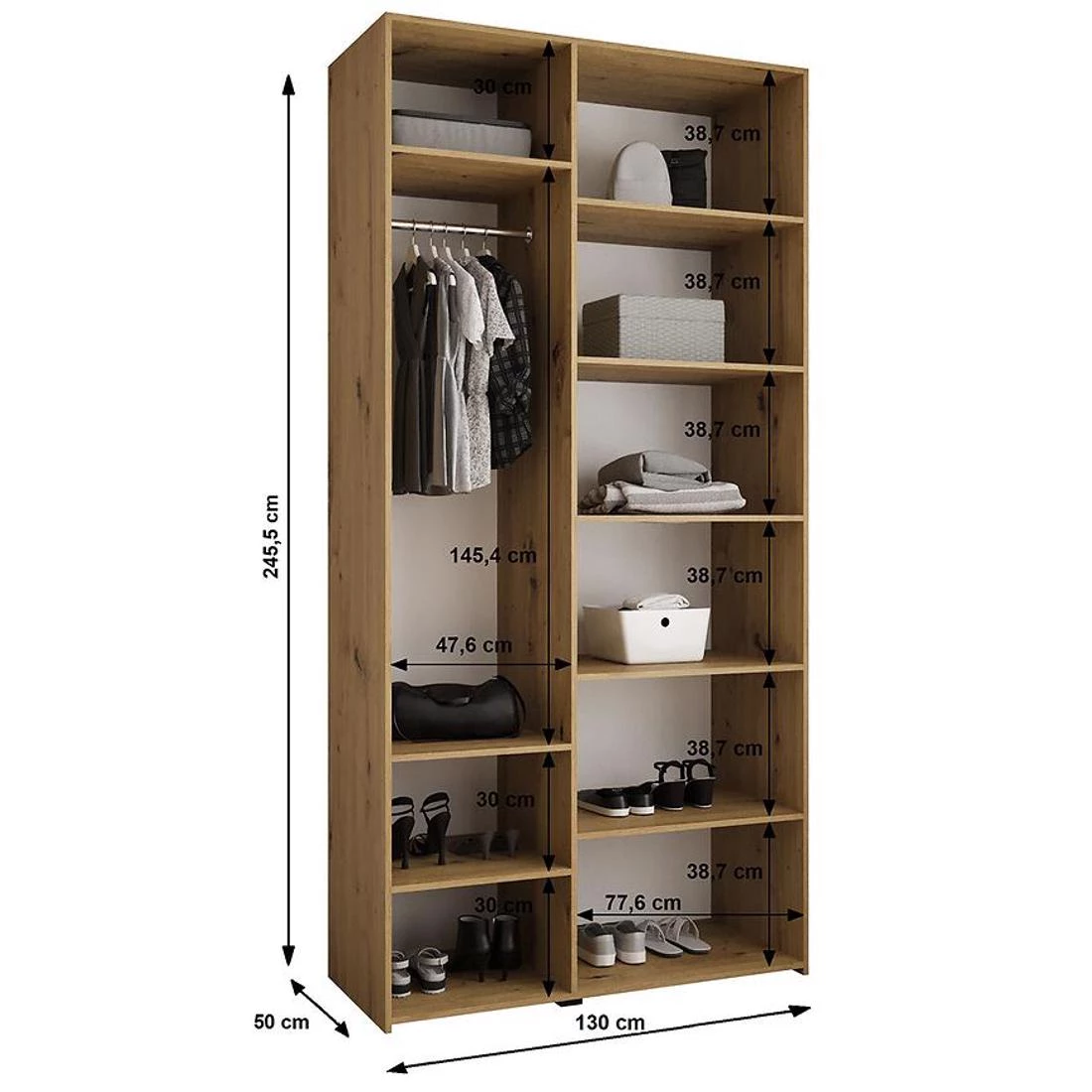 Como 1-130 ormar 50x130x245,5 cm kašmir/zlatna