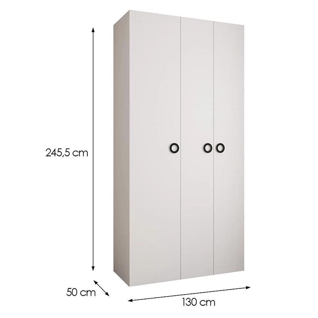 Como 1-130 ormar 50x130x245,5 cm bela/crna