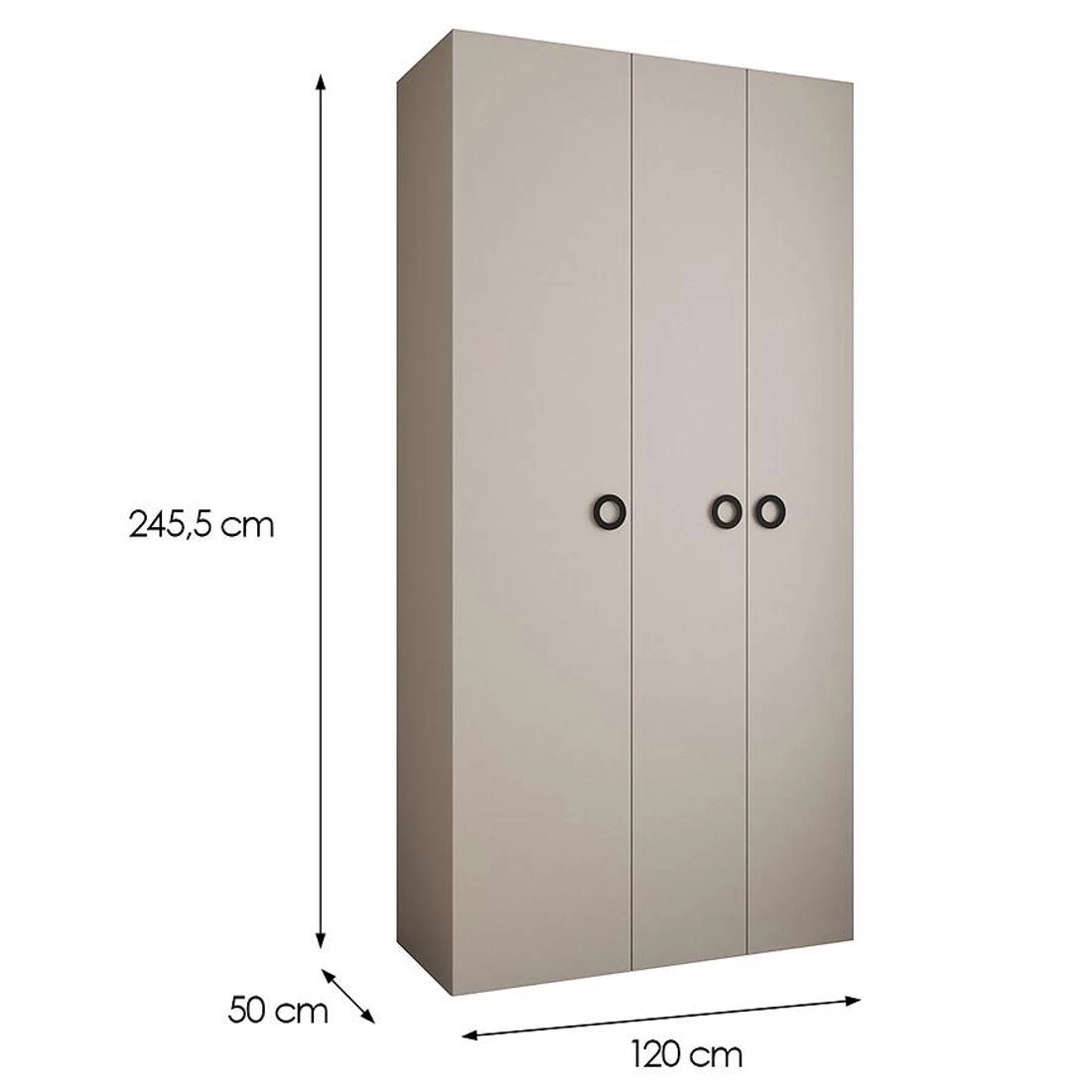 Como 1-120 ormar 50x120x245,5 cm kašmir/crna