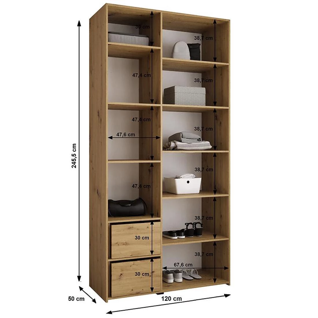 Como 1-120 ormar 50x120x245,5 cm kašmir/crna