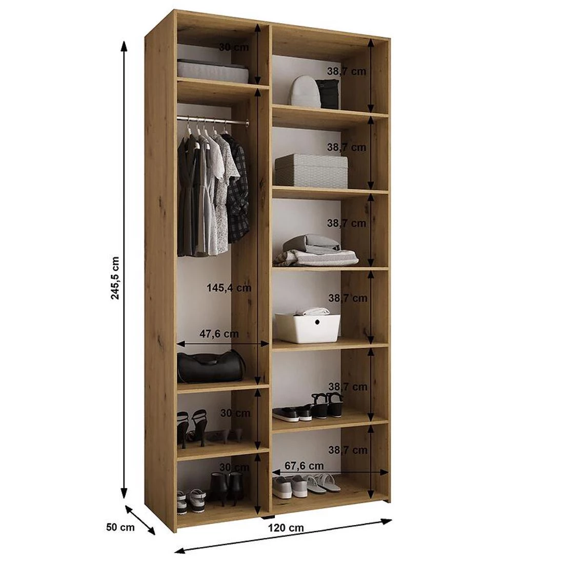 Como 1-120 ormar 50x120x245,5 cm bela/crna
