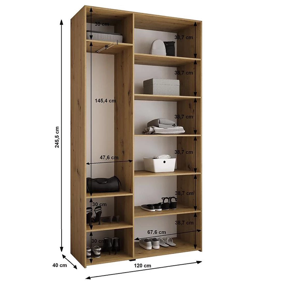 Como 4-120 ormar 40x120x245,5 cm belo/crni