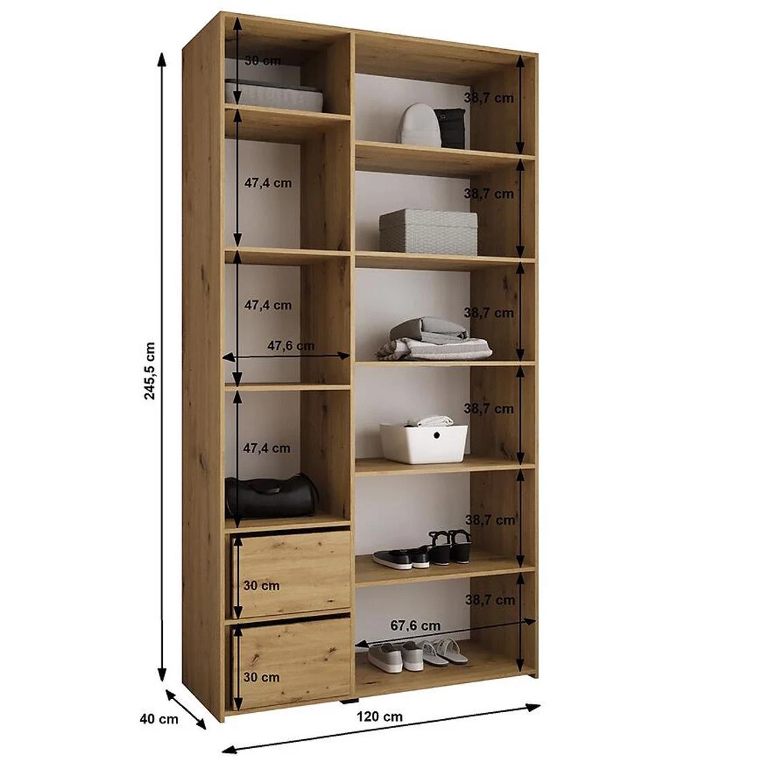 Como 4-120 ormar 40x120x245,5 cm belo/crni