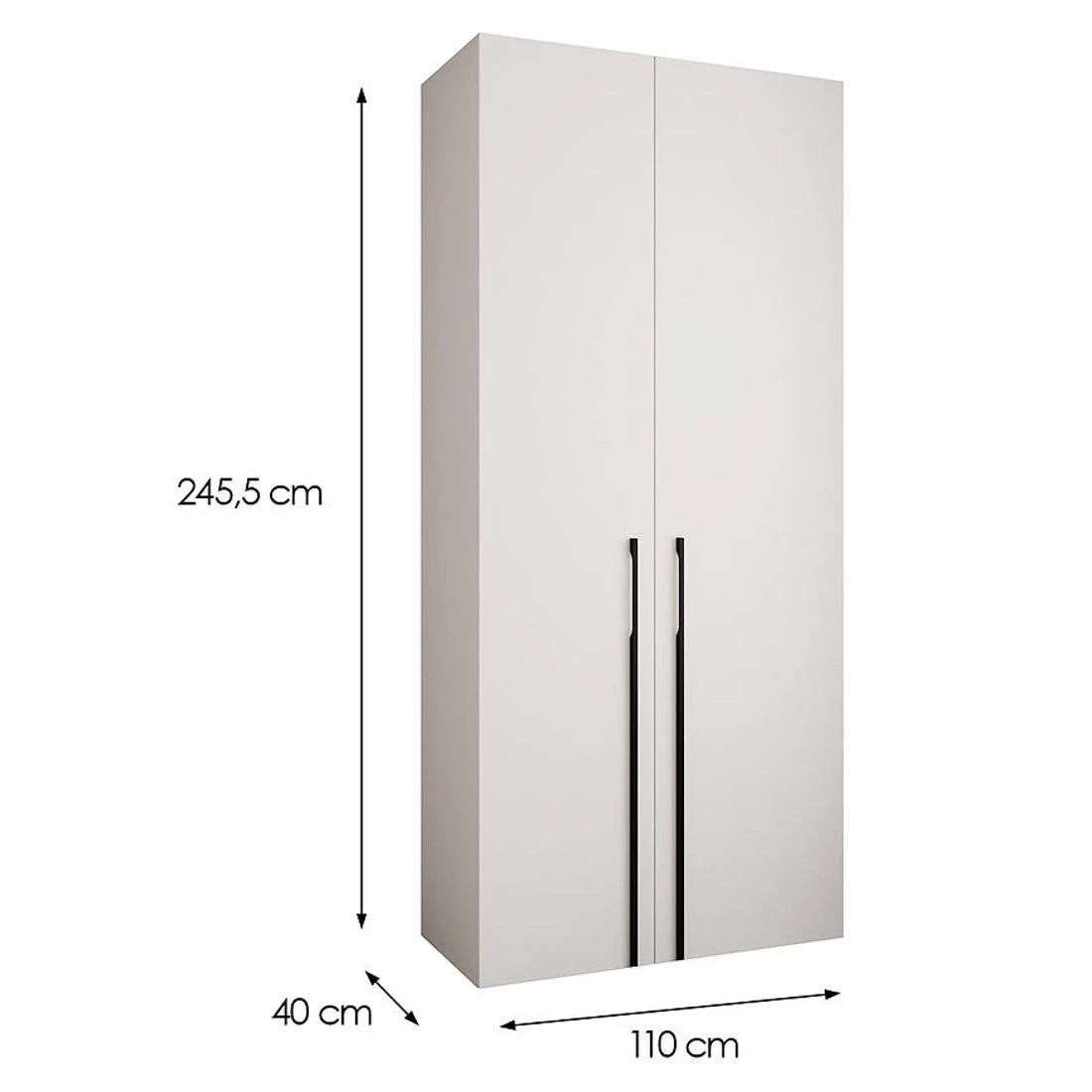 Como 3-110 ormar 40x110x245,5 cm  bela/crna