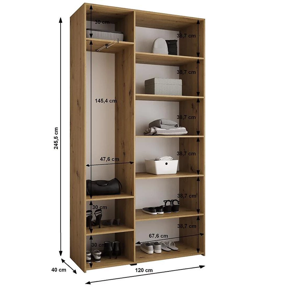Como 2-120 ormar 40x120x245,5 cm kašmir/crna