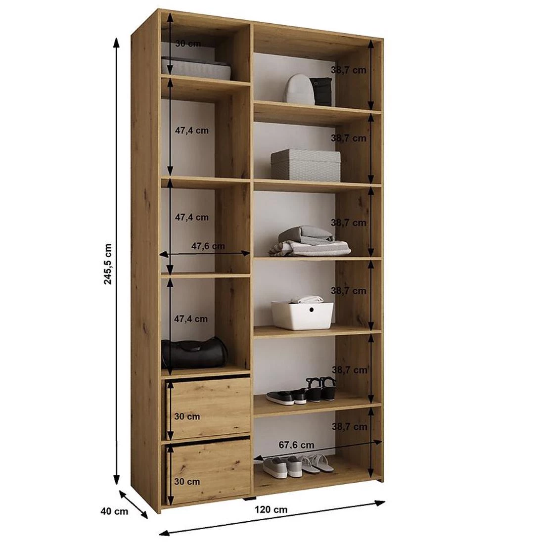 Como 2-120 ormar 40x120x245,5 cm bela/zlatna