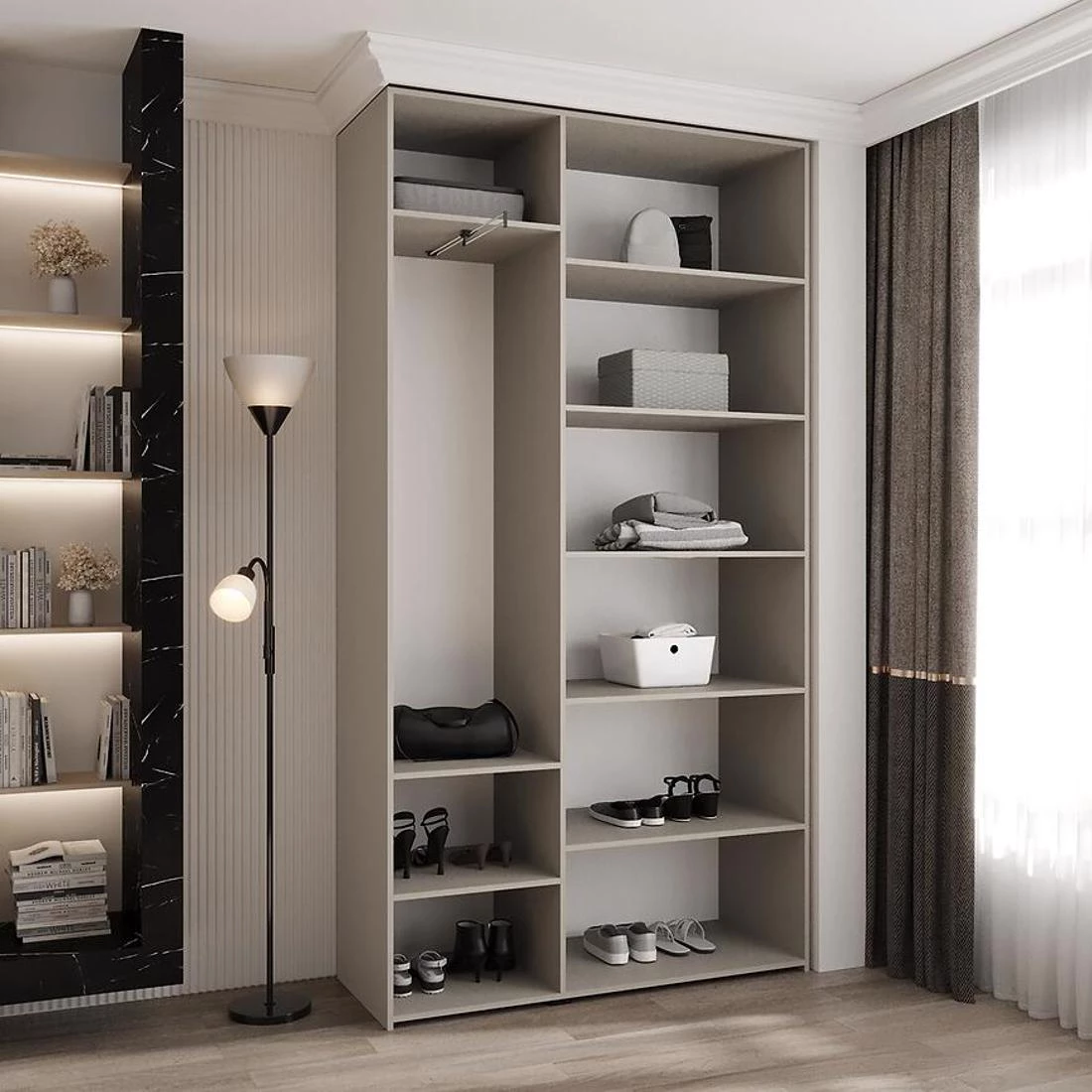 Como 1-130 ormar 40x130x245,5 cm kašmir/crna