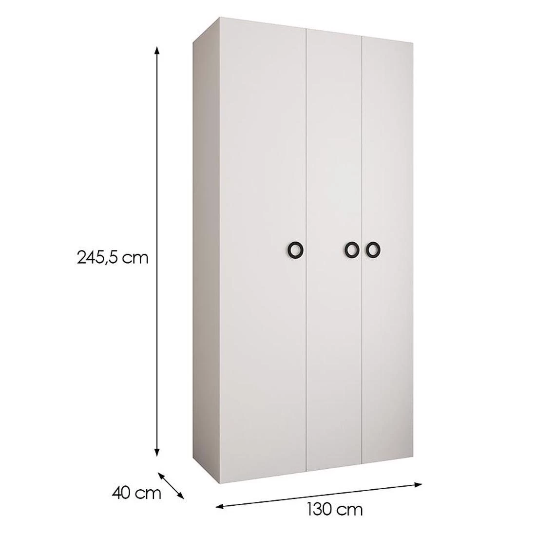 Como 1-130 ormar 40x130x245,5 cm bela/crna