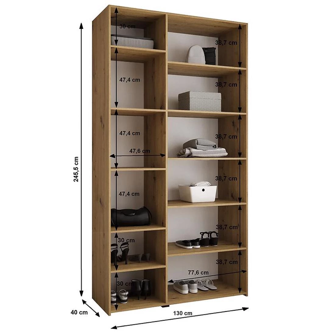 Como 1-130 ormar 40x130x245,5 cm bela/crna