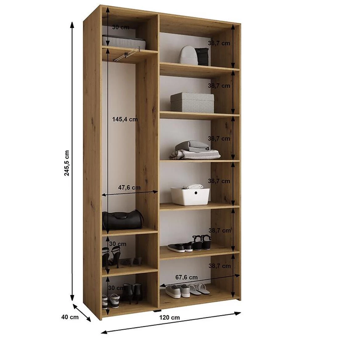 Como 1-120 ormar 40x120x245,5 cm bela/zlatna