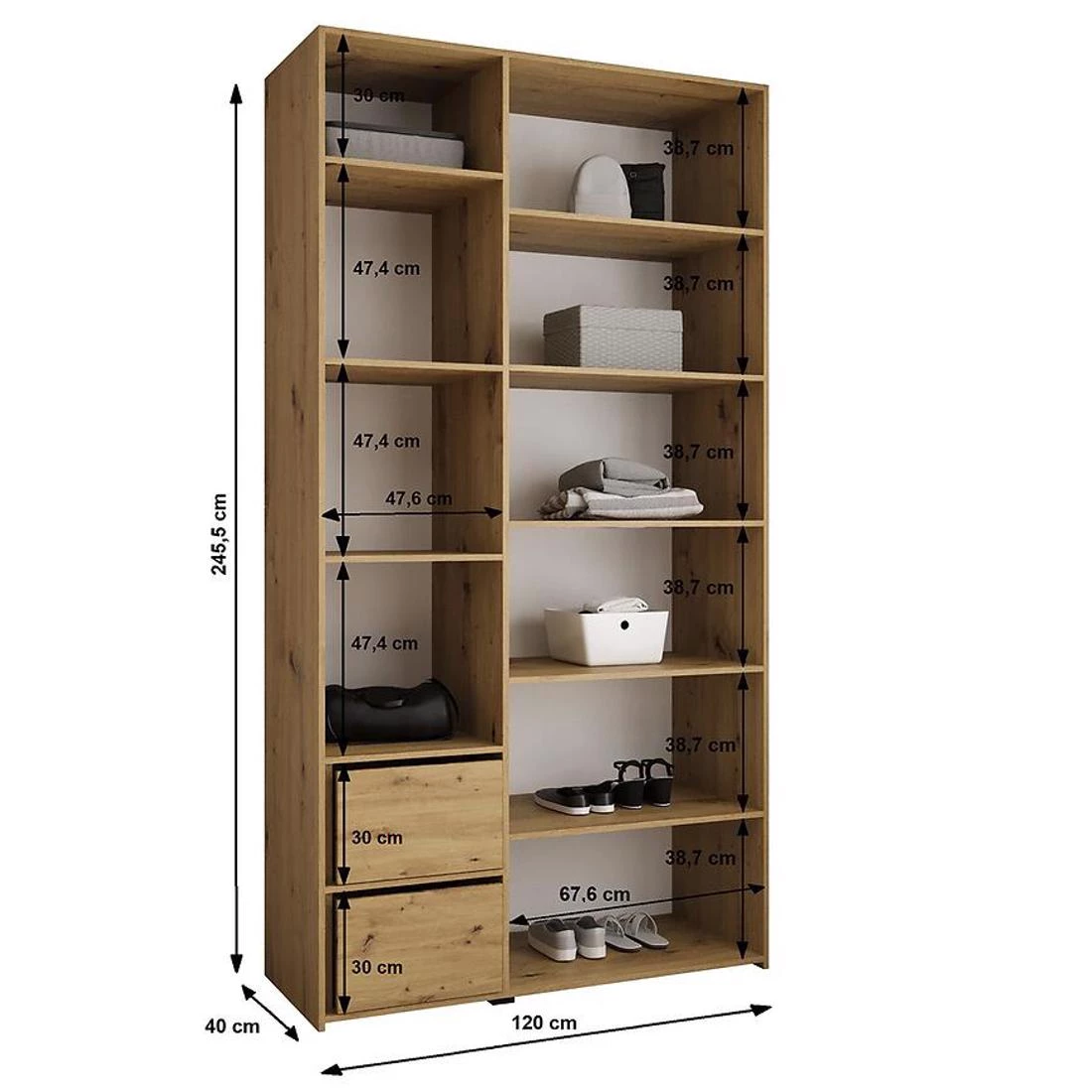 Como 1-120 ormar 40x120x245,5 cm  bela/crna
