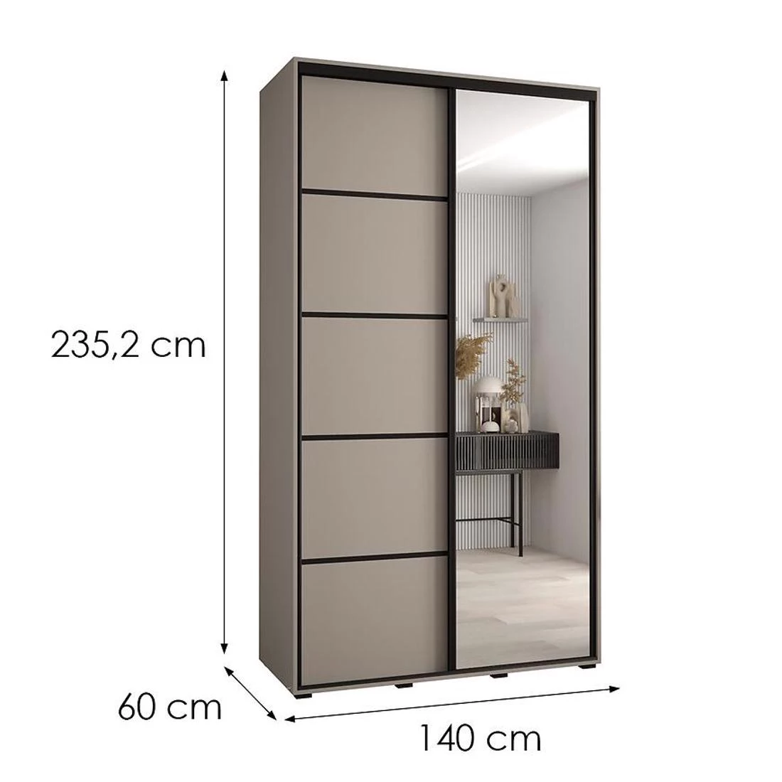 Dakota 5 klizni ormar 140x60x235,2 cm kašmir