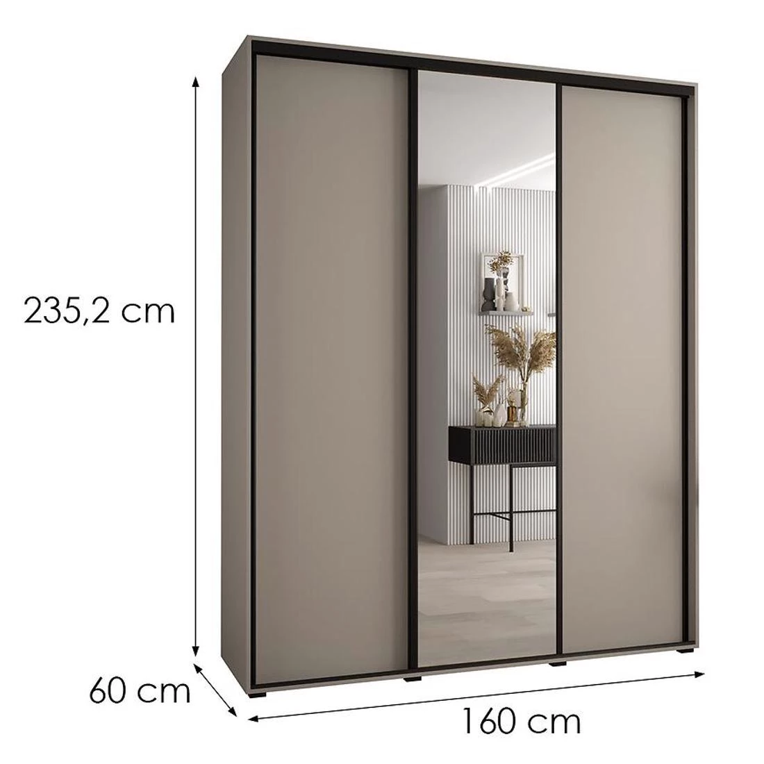 Dakota 3 klizni ormar 160x60x235,2 cm kašmir