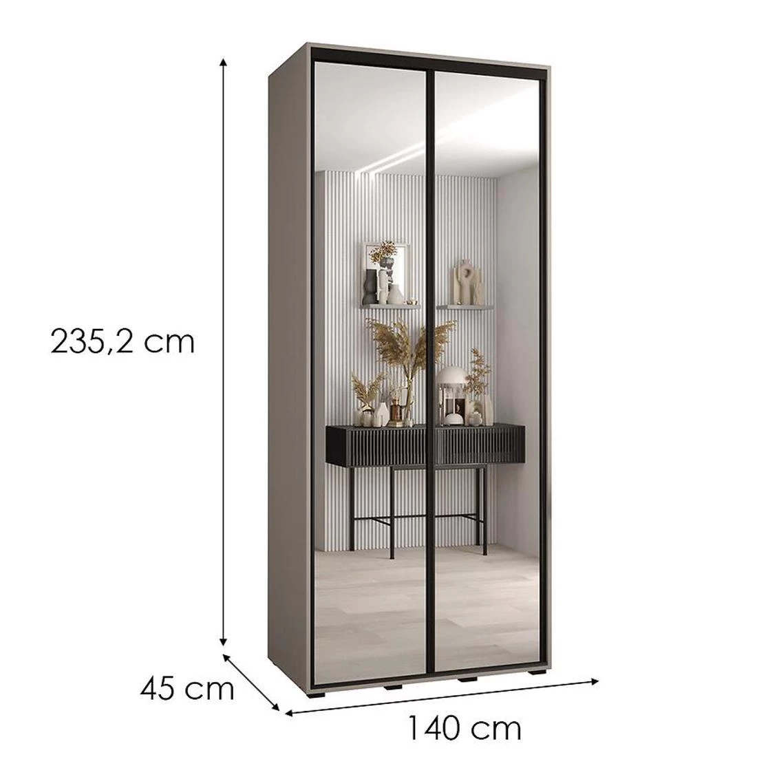 Dakota 2 klizni ormar 140x45x235,2 cm kašmir