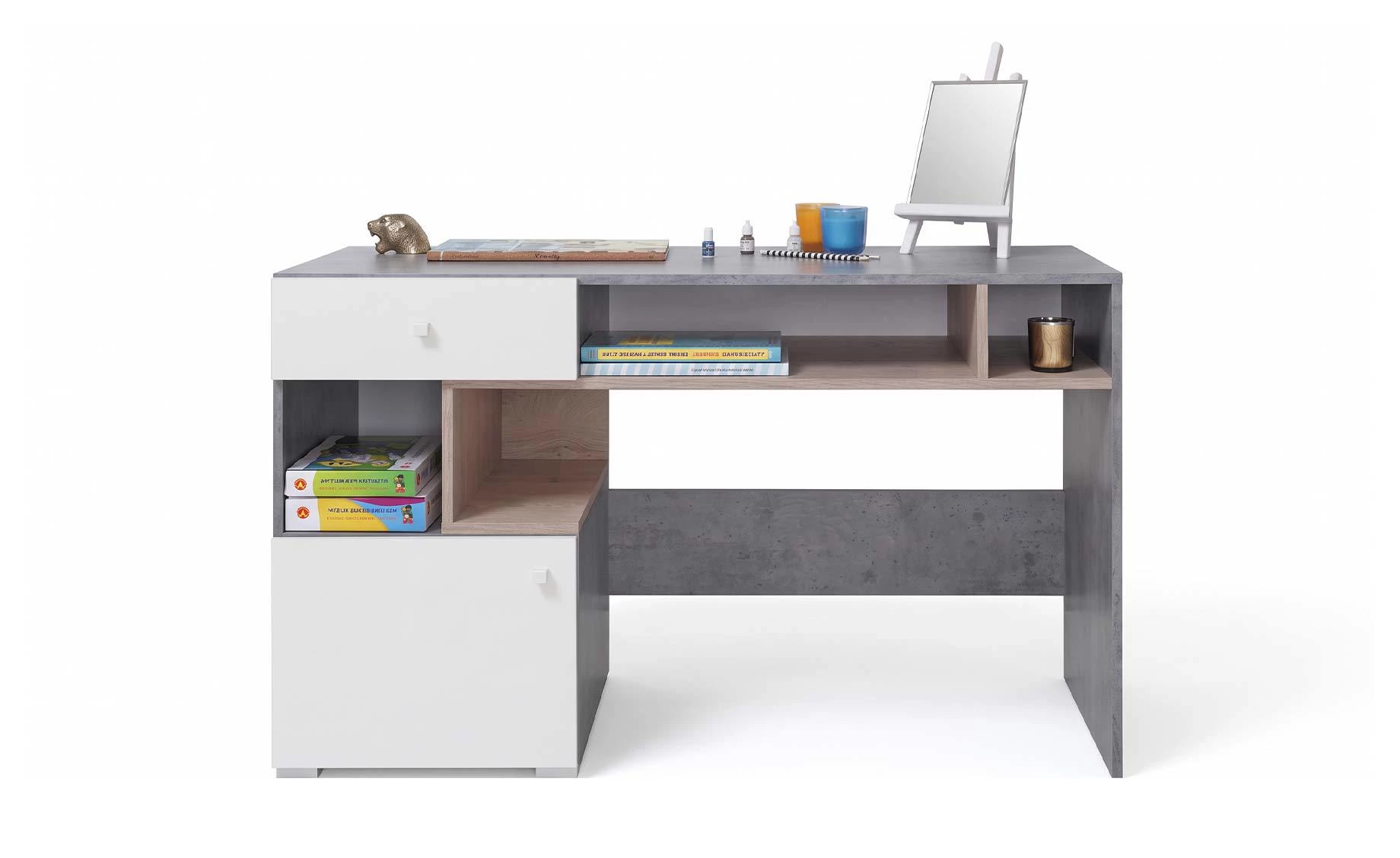 Sigma 125 SI10 radni sto 125x55x76 cm beton/bela/hrast
