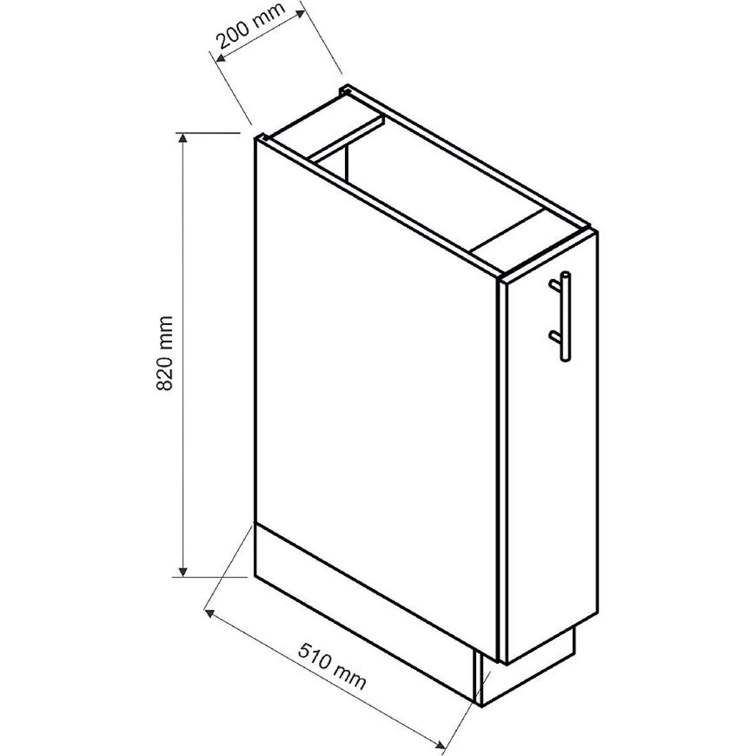 Anika D20 Cargo kuhinjski ormaric + korpa 20x51x82 hrast/grafit