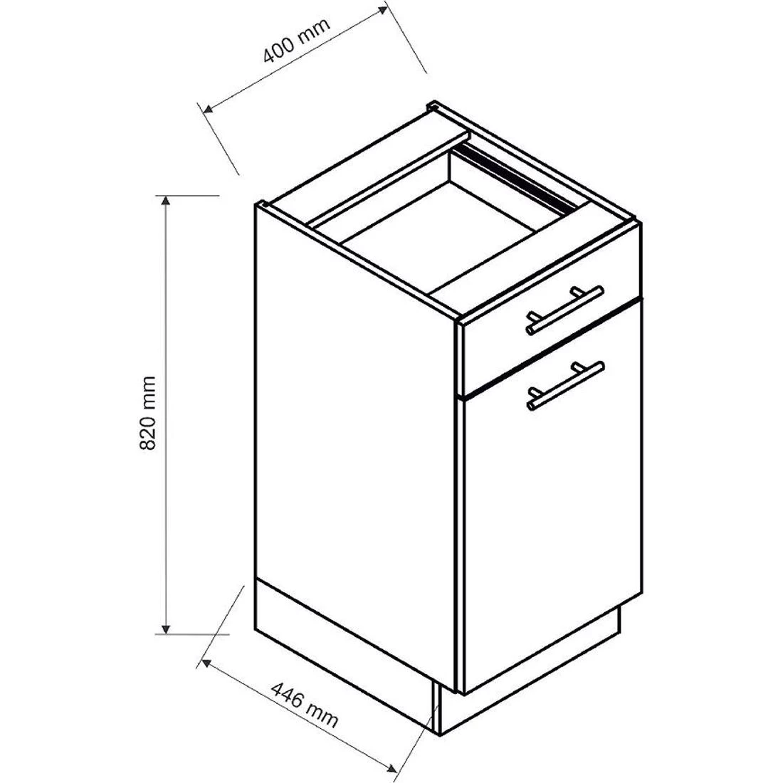 Isabel D40S/1 P/L kuhinjski ormaric, 40x44,6x82 svjetlo siva/hrast
