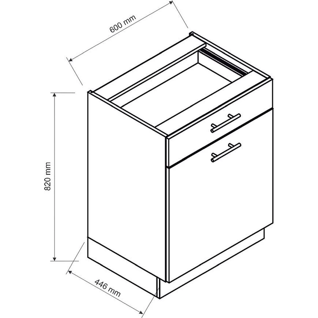 Isabel D60S/1 P/L kuhinjski ormaric, 60x44,6x82 svjetlo siva/hrast