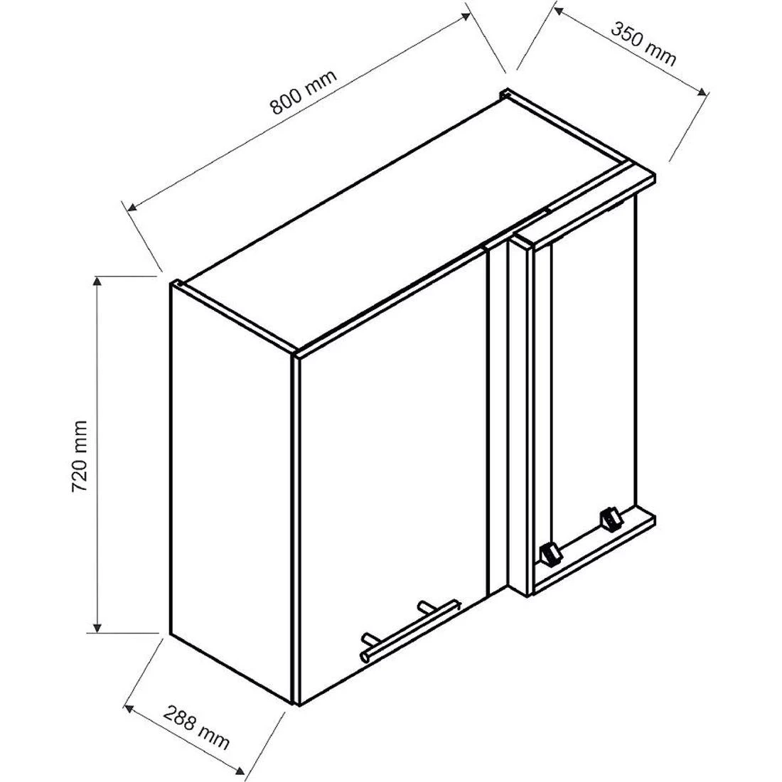 Isabel WNP kuhinjski ormaric P/L 80x28,8x72 crna/hrast